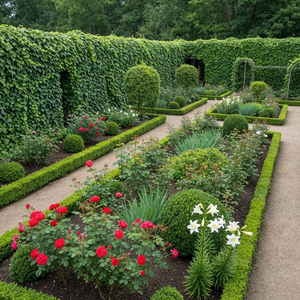 Lush landscaped garden with colorful flowers and healthy plants