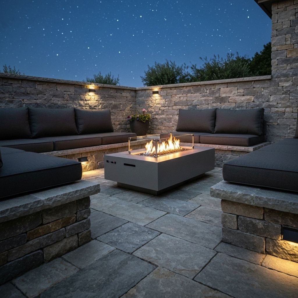 Stone Patio & Fire Pit - Hardscaping landscaping project